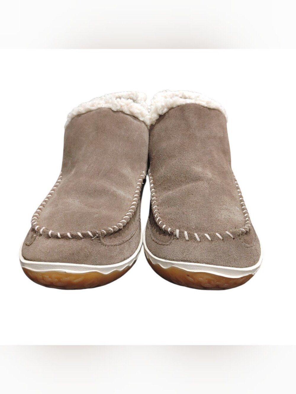 L.L. Bean Taupe Gray Suede Mountain Boot Moccasin Slippers Women's Size 9 - Picture 4 of 9